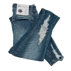 Size 4 26" BP Hi Rise Skinny Jeans Womens Distressed Ripped Blue Denim 5 Pocket